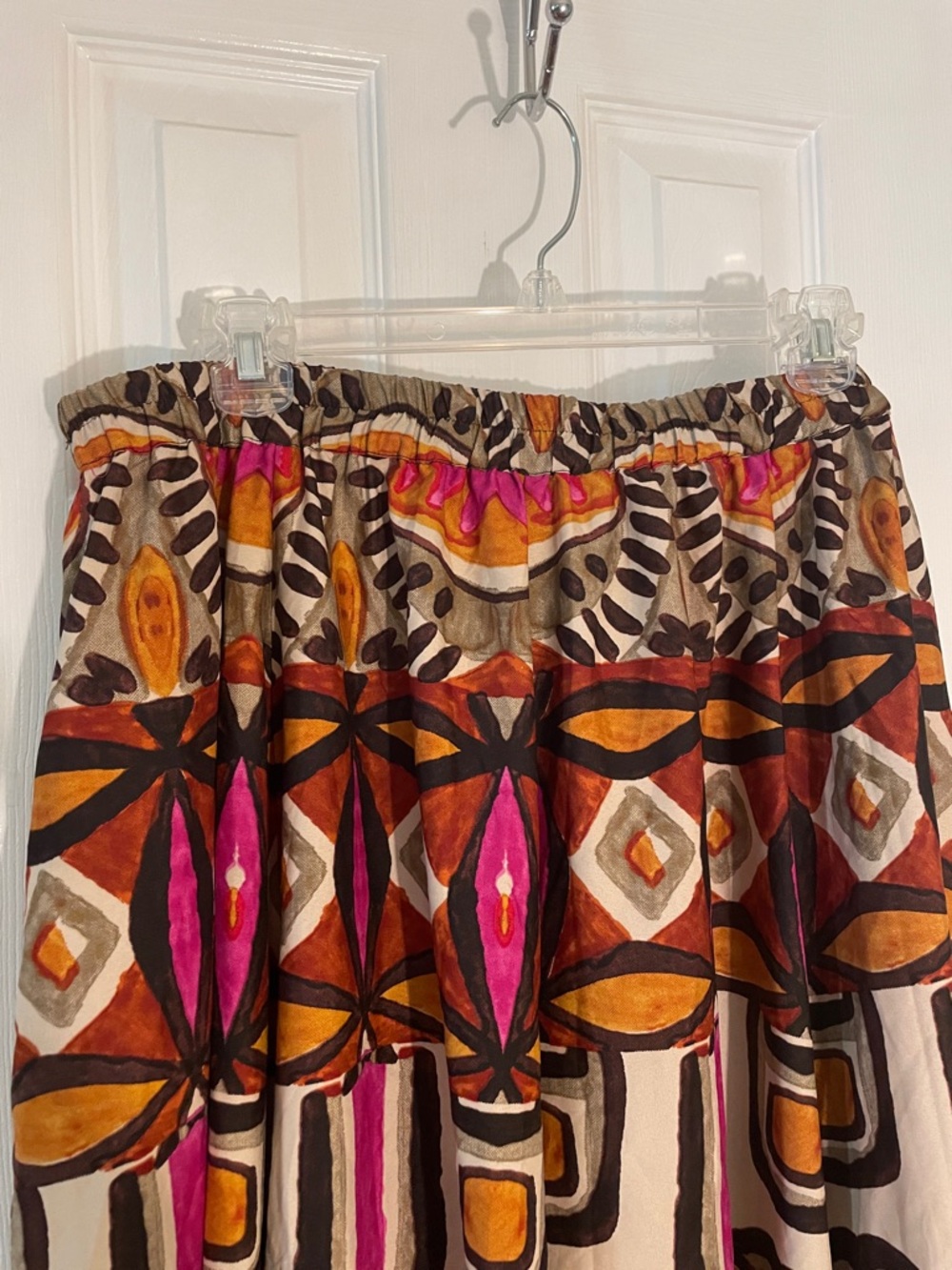 Boho Maxi Skirt in Pink, Orange & Brown L